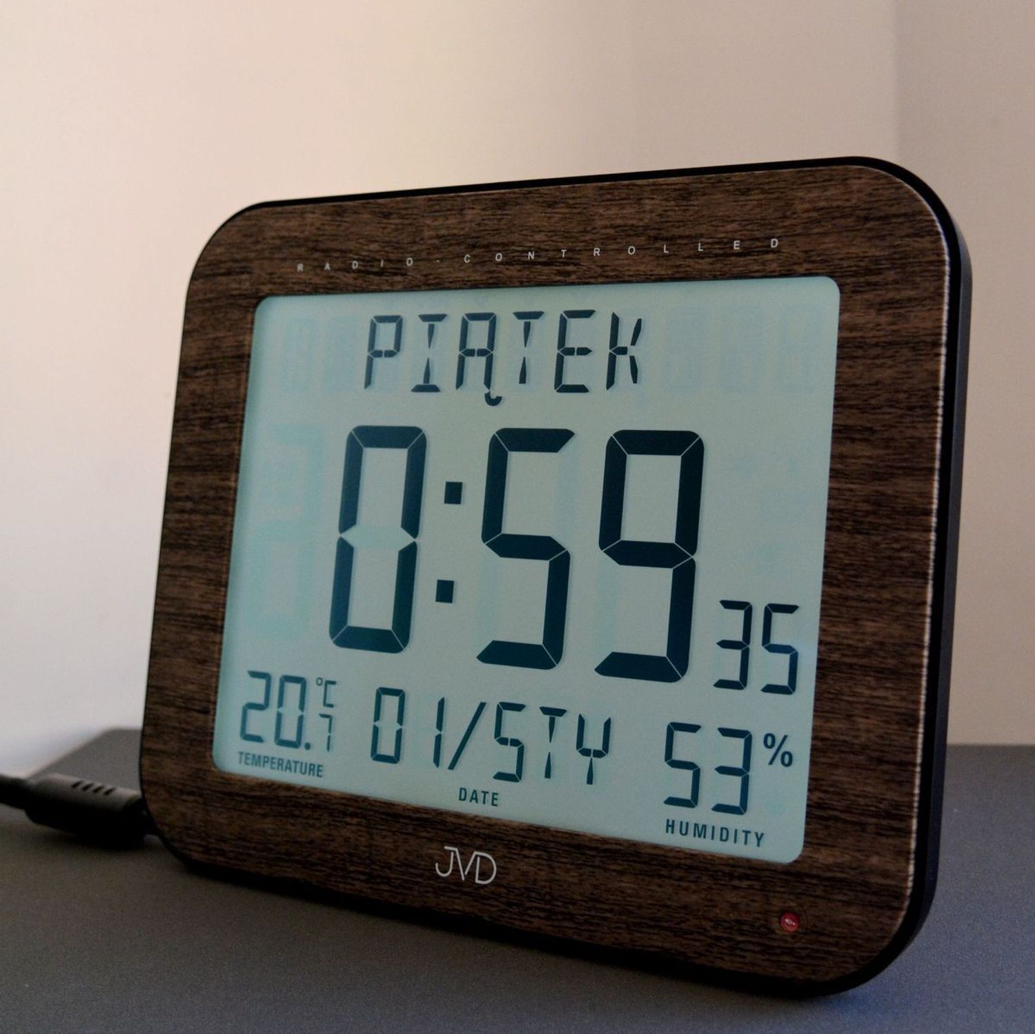 Zegar cyfrowy JVD stacja pogody sterowana radiowo DH9363.2.  zegar z polskim menu ✓zegar z polskim datownikiem ✓ Zegary cyfrowe ✓Zegary sterowane radiem✓ Zegary na biurko✓.jpg