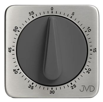 Minutnik mechaniczny JVD DM79.2 – metalowy, kwadratowy, szary element, kuchenny timer.jpg