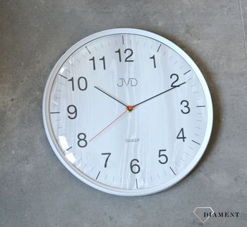 Zegar ścienny jasno szary, płynący sekundnik JVD HA17.1 Nowoczesny zegar w szarym kolorze. Zegary do nowoczesnego wnętrza. Zegary ścienne. Prezent na parapetówkę. Zegar do domu. Zegary na ścianę do domu (5).JPG