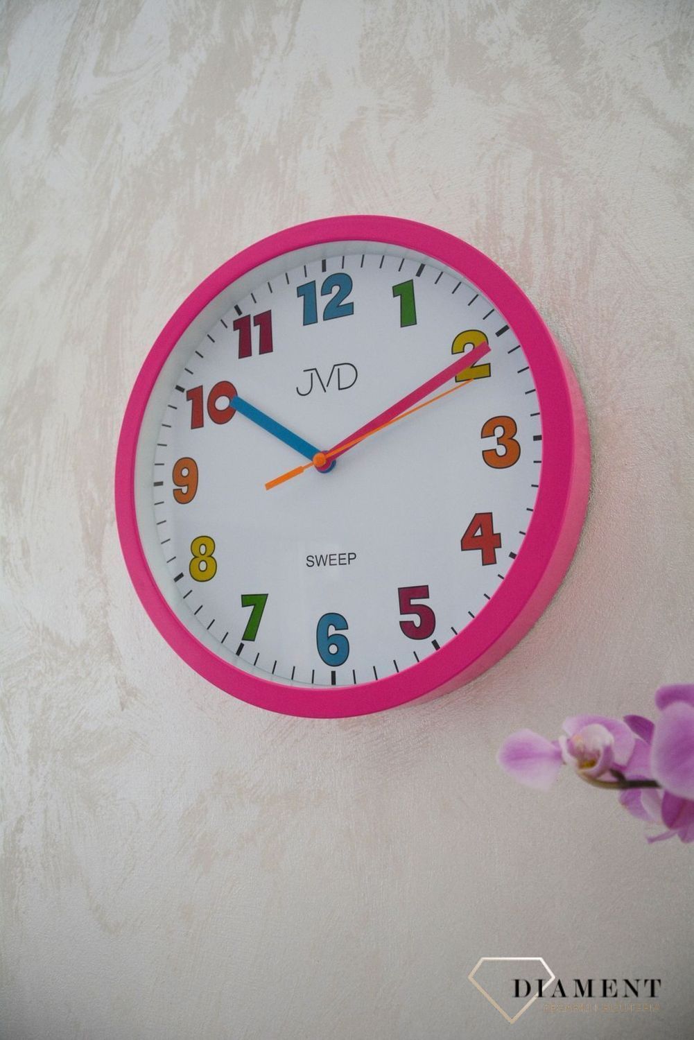 Zegar ścienny dla dziecka różowy JVD HA46.2cxcdf.jpg