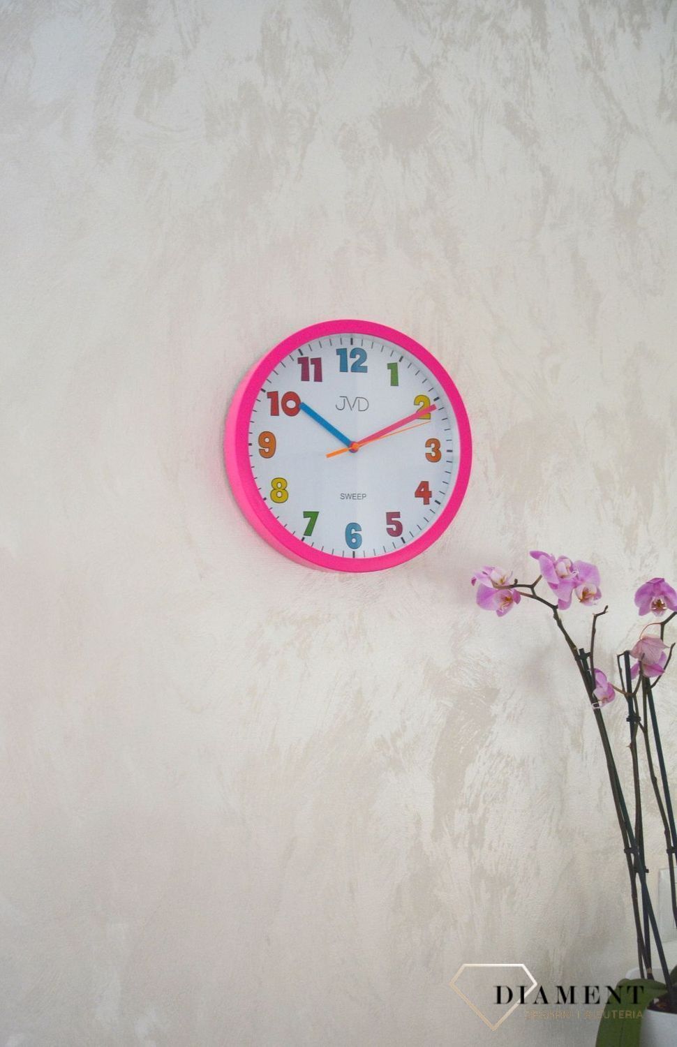 Zegar ścienny dla dziecka różowy JVD HA46.2cxcdf.jpg