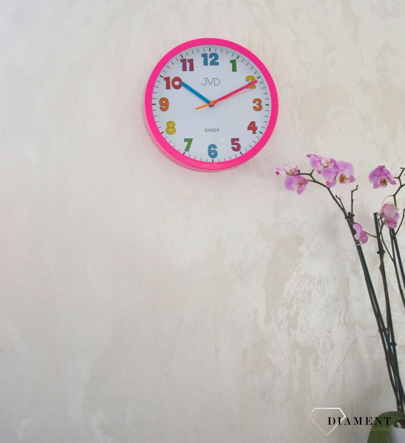 Zegar ścienny dla dziecka różowy JVD HA46.2cxcdf.jpg