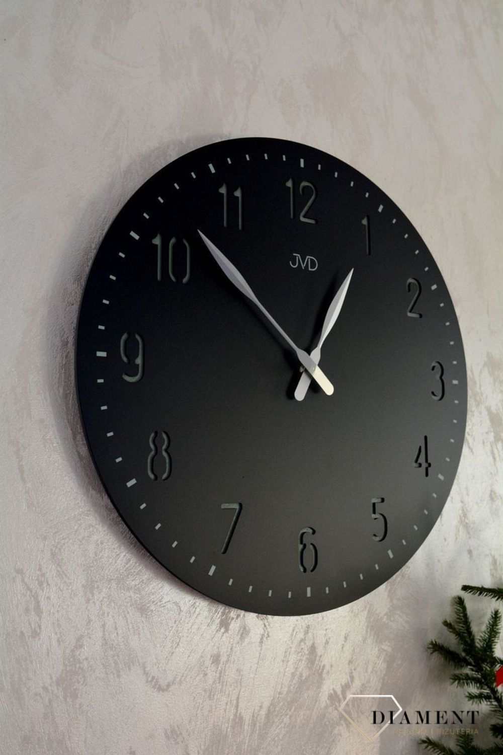 Zegar na ścianę JVD do salonu duży 50 cm Czarny HC39.1hj.jpg