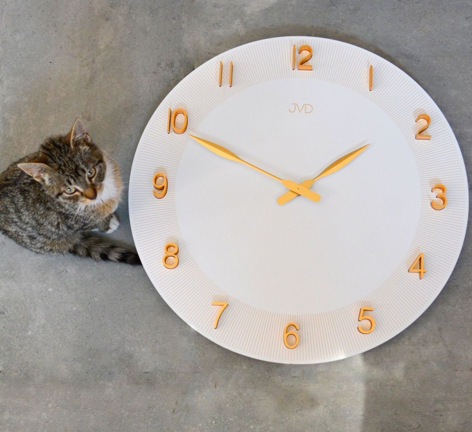 Duży zegar biały zlote cyfry 3D 50 cm HC501.1. Duży zegar biały ze złotymi dodatkami. Duży zegar ścienny nowoczesny. Zegar do nowoczesnych wnętrz (7).JPG