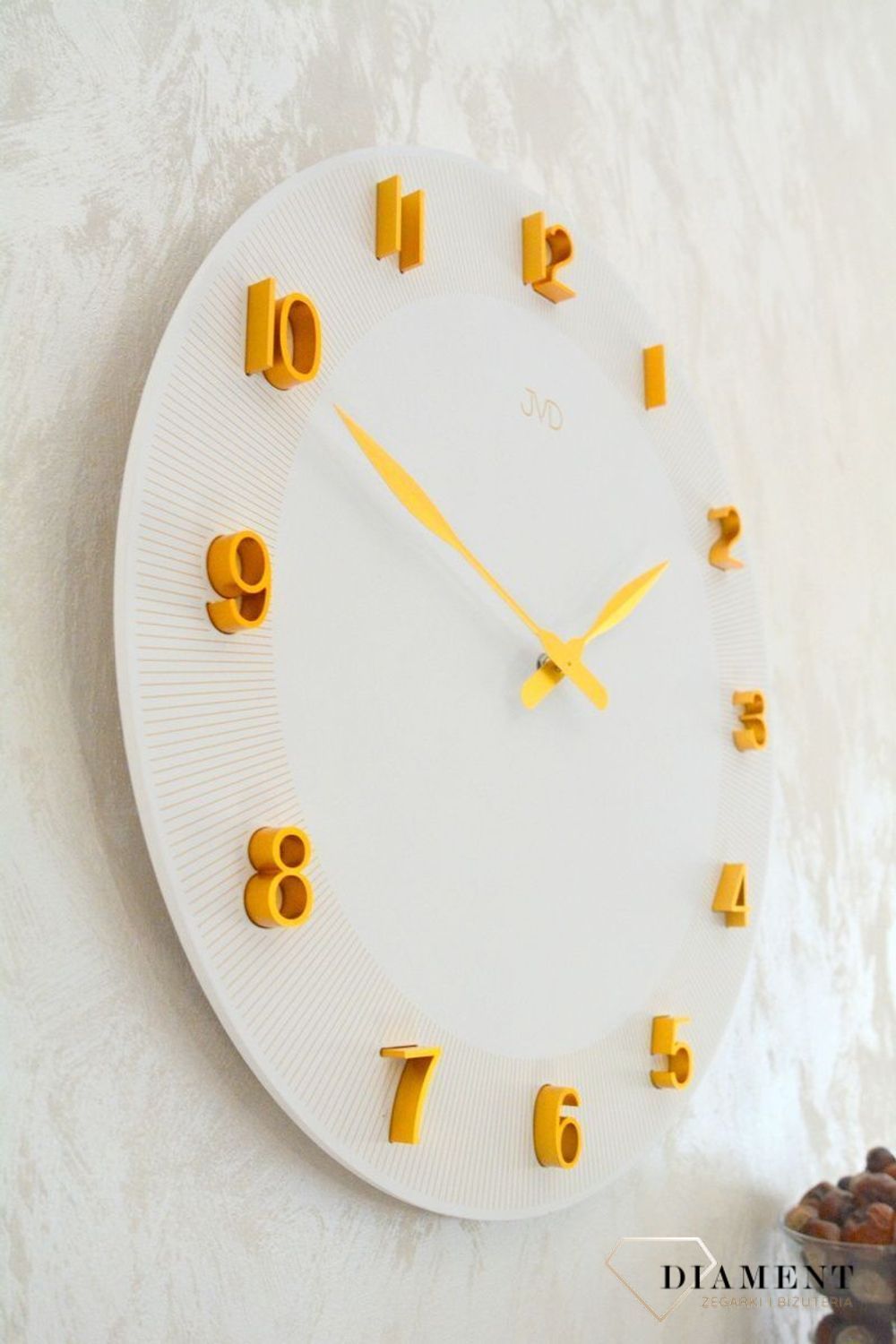Duży zegar biały zlote cyfry 3D 50 cm HC501.1. Duży zegar biały ze złotymi dodatkami. Duży zegar ścienny nowoczesny. Zegar do nowoczesnych wnętrz (7).JPG