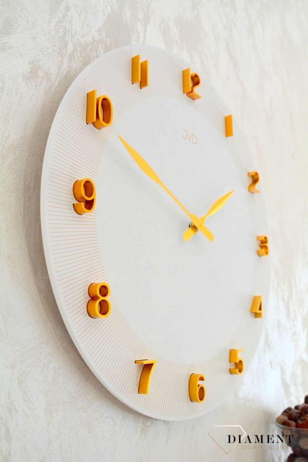 Duży zegar biały zlote cyfry 3D 50 cm HC501.1. Duży zegar biały ze złotymi dodatkami. Duży zegar ścienny nowoczesny. Zegar do nowoczesnych wnętrz (7).JPG