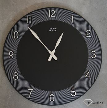 Duży zegar ścienny w kolorze zgaszonej czerwieni 50 cm HC13.3. Duży zegar czarny ze srebrnymi dodatkami. Duży zegar ścienny nowoczesny (2).JPG