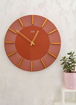Duży zegar ścienny w kolorze zgaszonej czerwieni 50 cm HC13.3. Duży zegar ścienny nowoczesny. Zegar do nowoczesnych wnętrz. Duży zegar ścienny JVD do biura, salonu (4).JPG