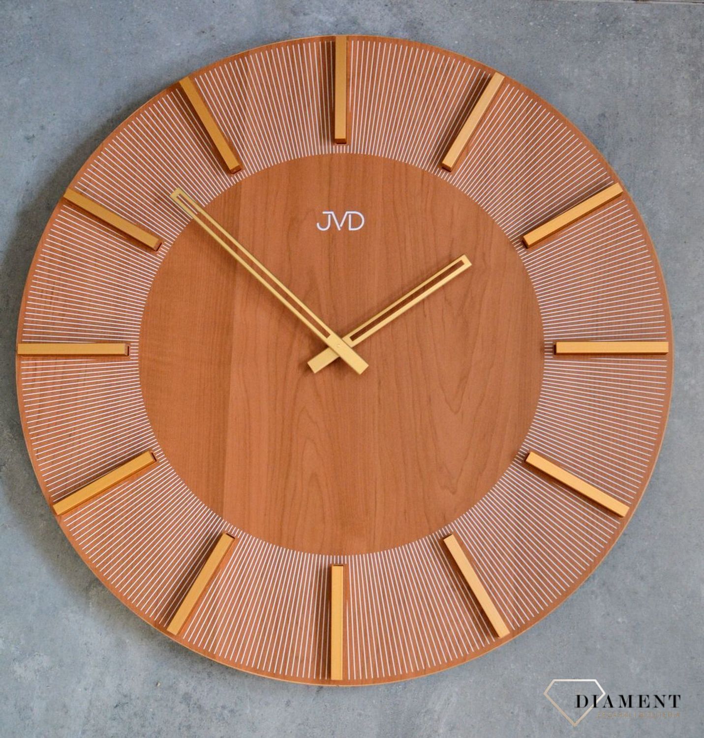 Zegar ścienny brązowo-złoty 50 cm HC502.2. Zegar ścienny nowoczesny. Zegar do nowoczesnych wnętrz. Duży zegar ścienny JVD do biura, salonu. Zegar ścienny idealny na prezent. Prezent ślubny..jpg