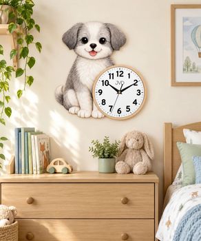 Zegar ścienny dziecięcy JVD HJ122 piesek – płynąca wskazówka, MDF, 40 × 38 cm (1).jpg