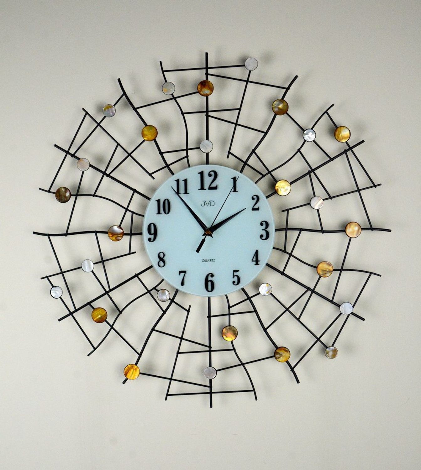 Zegar ścienny duży HJ98 nowoczesny. Nowoczesny zegar ścienny z ozdobnymi koralikami z masy perłowej.  (2).jpg