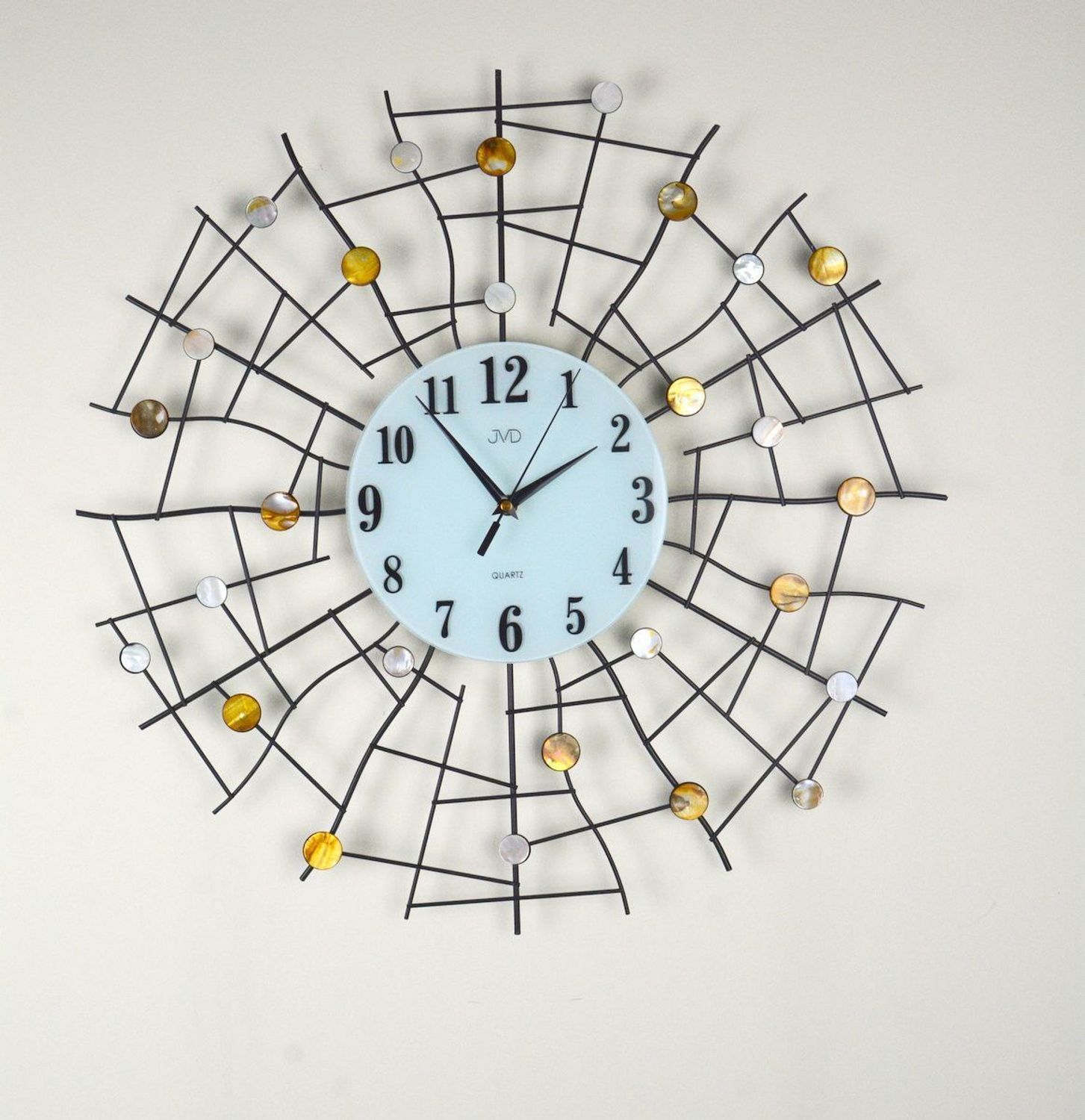 Zegar ścienny duży HJ98 nowoczesny. Nowoczesny zegar ścienny z ozdobnymi koralikami z masy perłowej.  (2).jpg