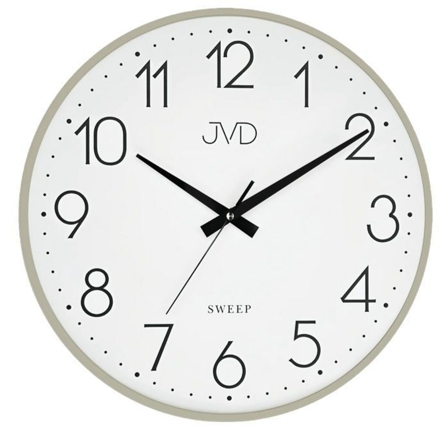 Zegar ścienny JVD – szary z białą tarczą, plastikowa obudowa.jpg