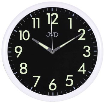 Zegar ścienny JVD HP301.1 – Biała obudowa, czarna tarcza, 30 cm, płynny sekundnik, luminescencyjna tarcza.jpg