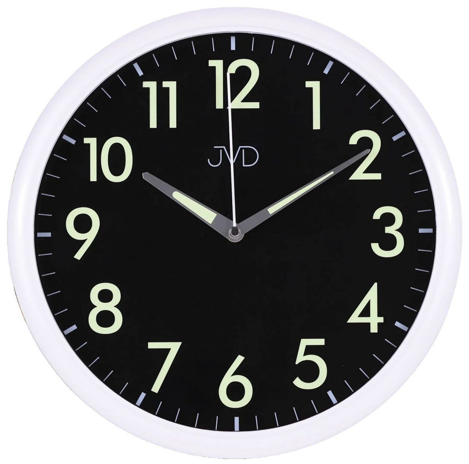 Zegar ścienny JVD HP301.1 – Biała obudowa, czarna tarcza, 30 cm, płynny sekundnik, luminescencyjna tarcza.jpg