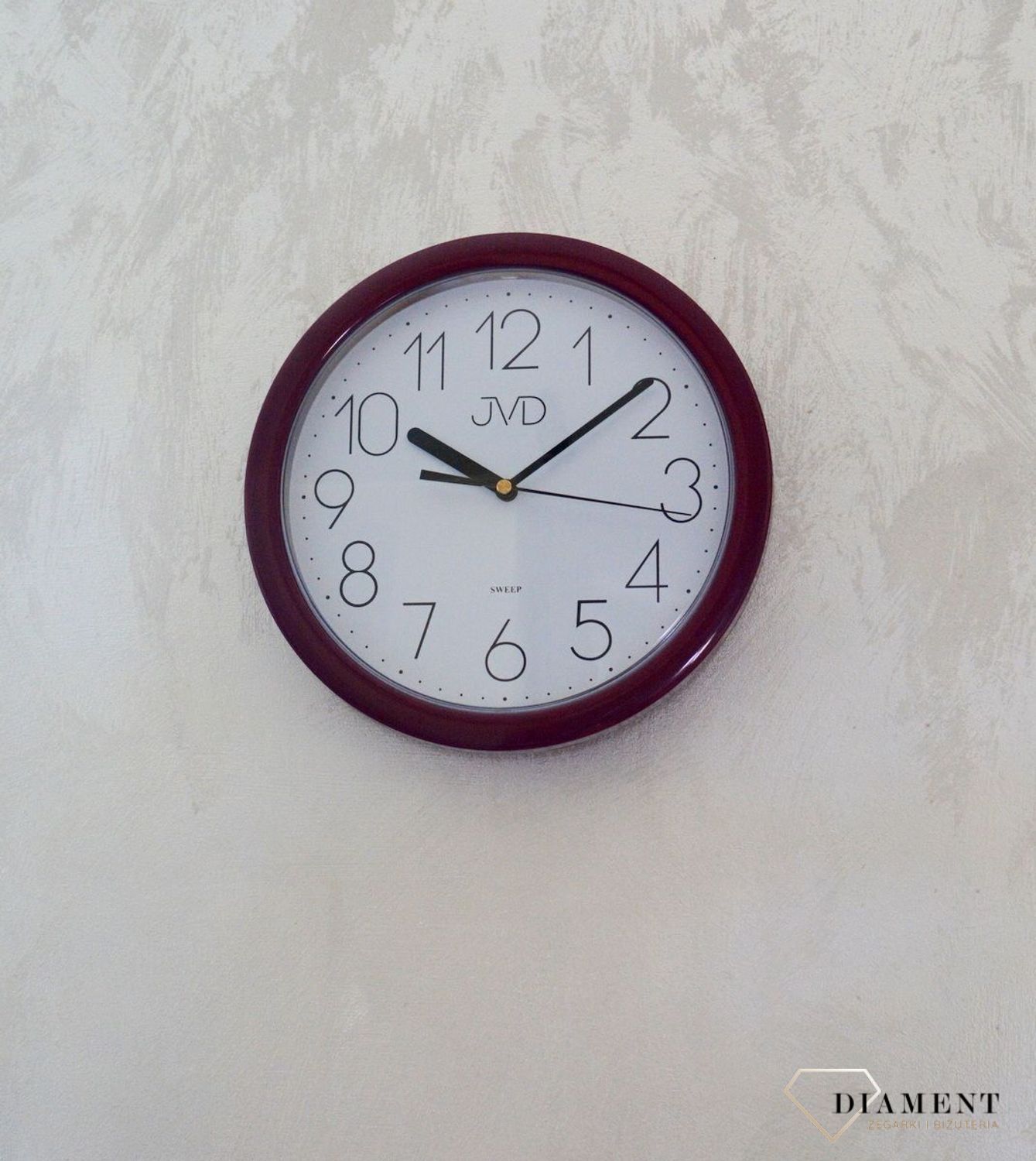 Zegar na ścianę czerwony JVD 25 cm.jpg