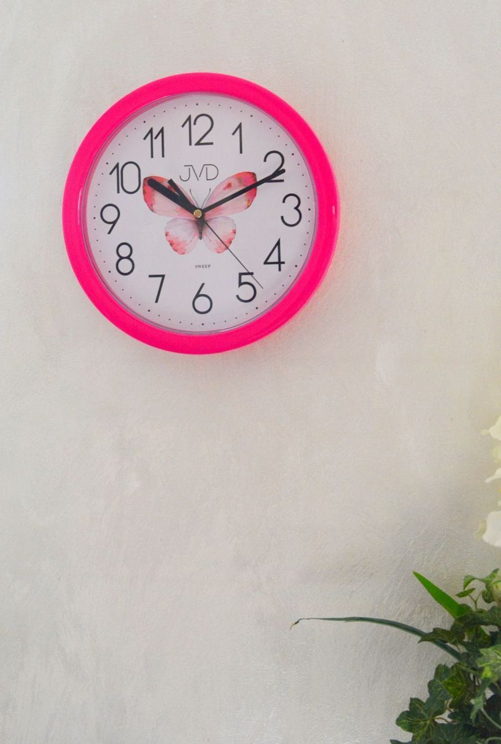 Zegar ścienny JVD różowy HP612.D12 cichy mechanizm 25 cm. Zegar ścienny okrągły. Zegar ścienny do kuchni. Zegar ścienny z cichym mechanizmem. Ścienny zegarek do pokoju..jpg