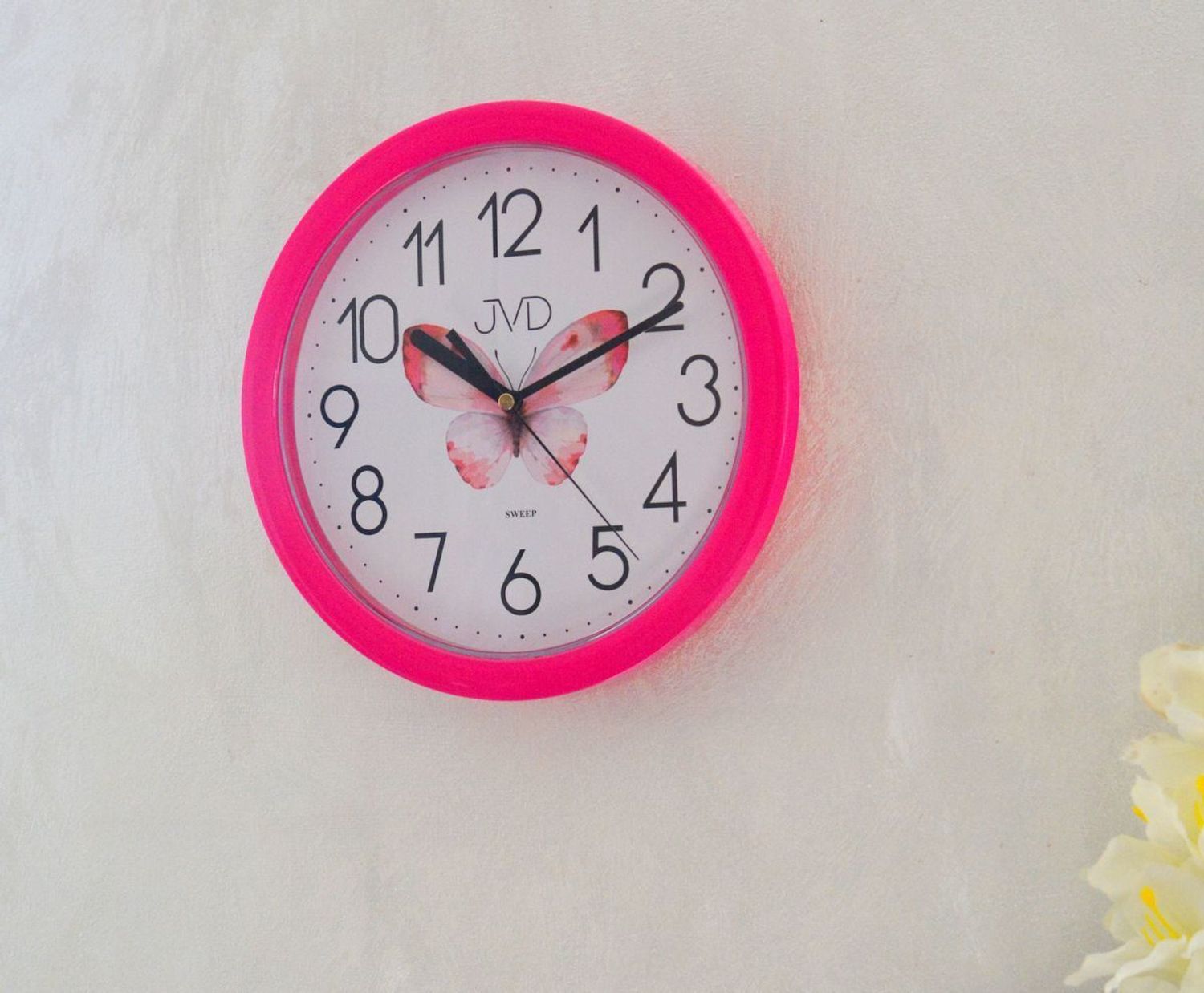 Zegar ścienny JVD różowy HP612.D12 cichy mechanizm 25 cm. Zegar ścienny okrągły. Zegar ścienny do kuchni. Zegar ścienny z cichym mechanizmem. Ścienny zegarek do pokoju..jpg