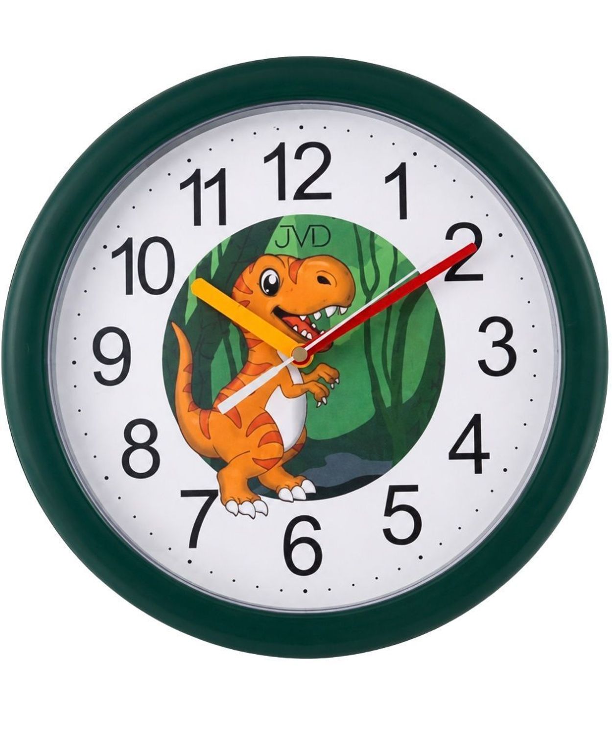 Zegar ścienny dla dziecka JVD HP612.D16 Dinozaur 25 cm – cichy zegar z płynącym sekundnikiem green..jpg