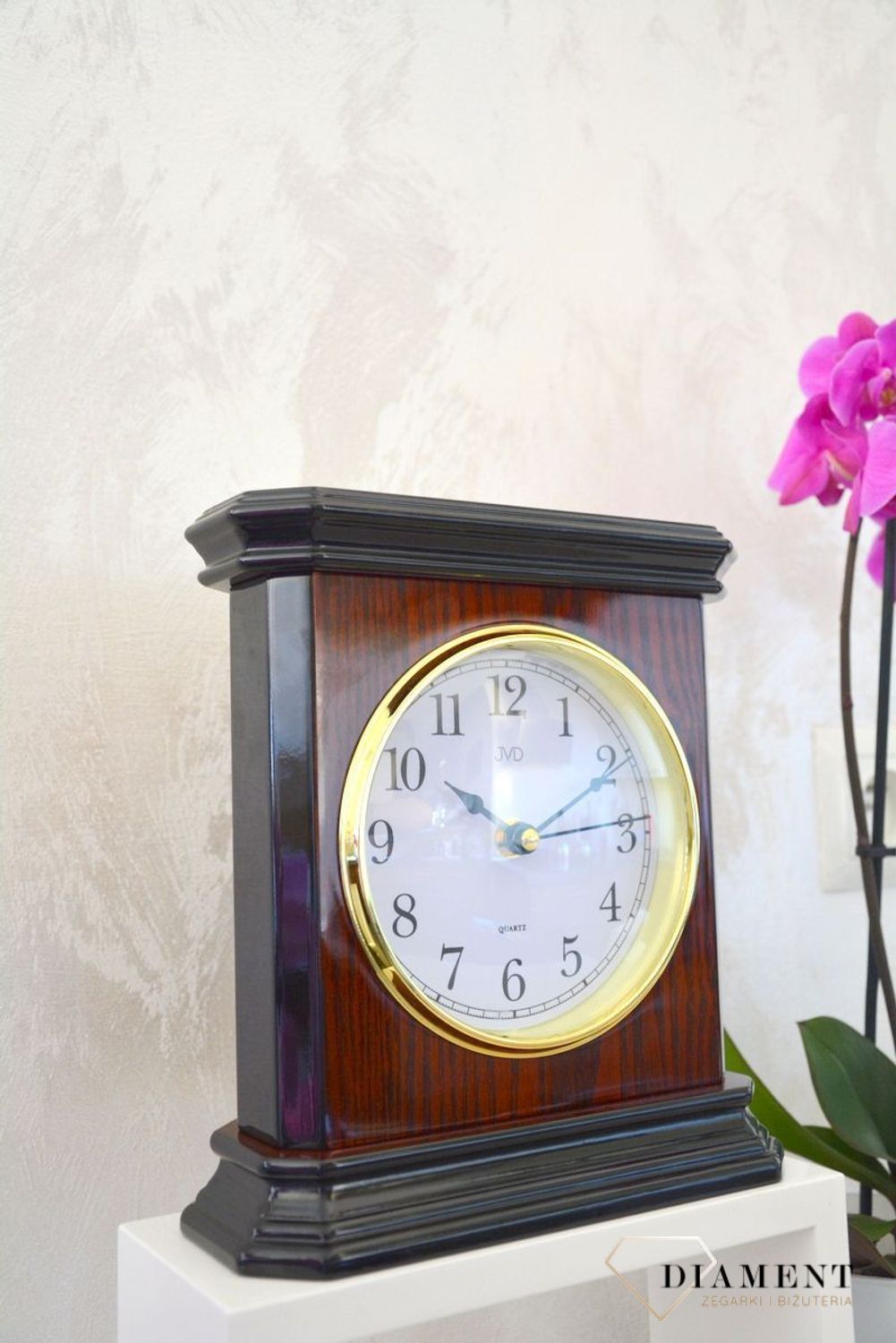 Zegar kominkowy drewniany JVD ciemny brąz wysoki połysk HS3208 ✅ Zegar kominkowy w kolorze ciemnego brązu na wysoki połysk ✅ (3).jpg