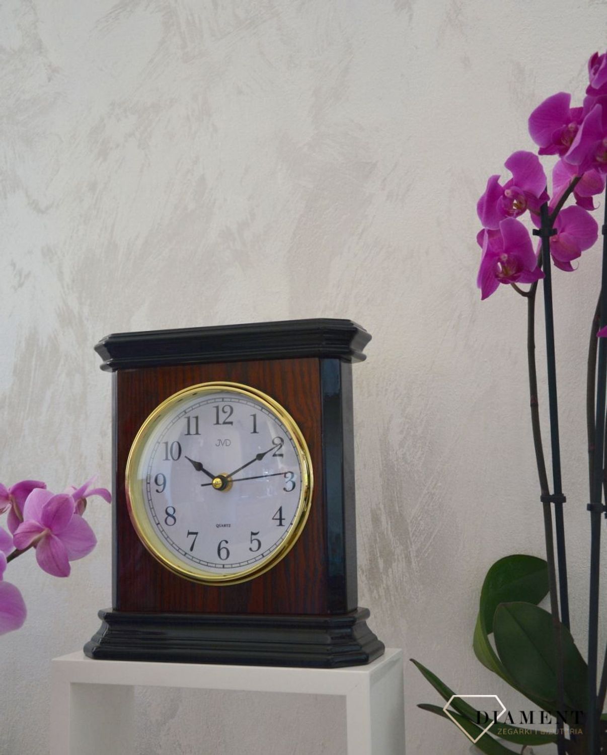 Zegar kominkowy drewniany JVD ciemny brąz wysoki połysk HS3208 ✅ Zegar kominkowy w kolorze ciemnego brązu na wysoki połysk ✅ (3).jpg