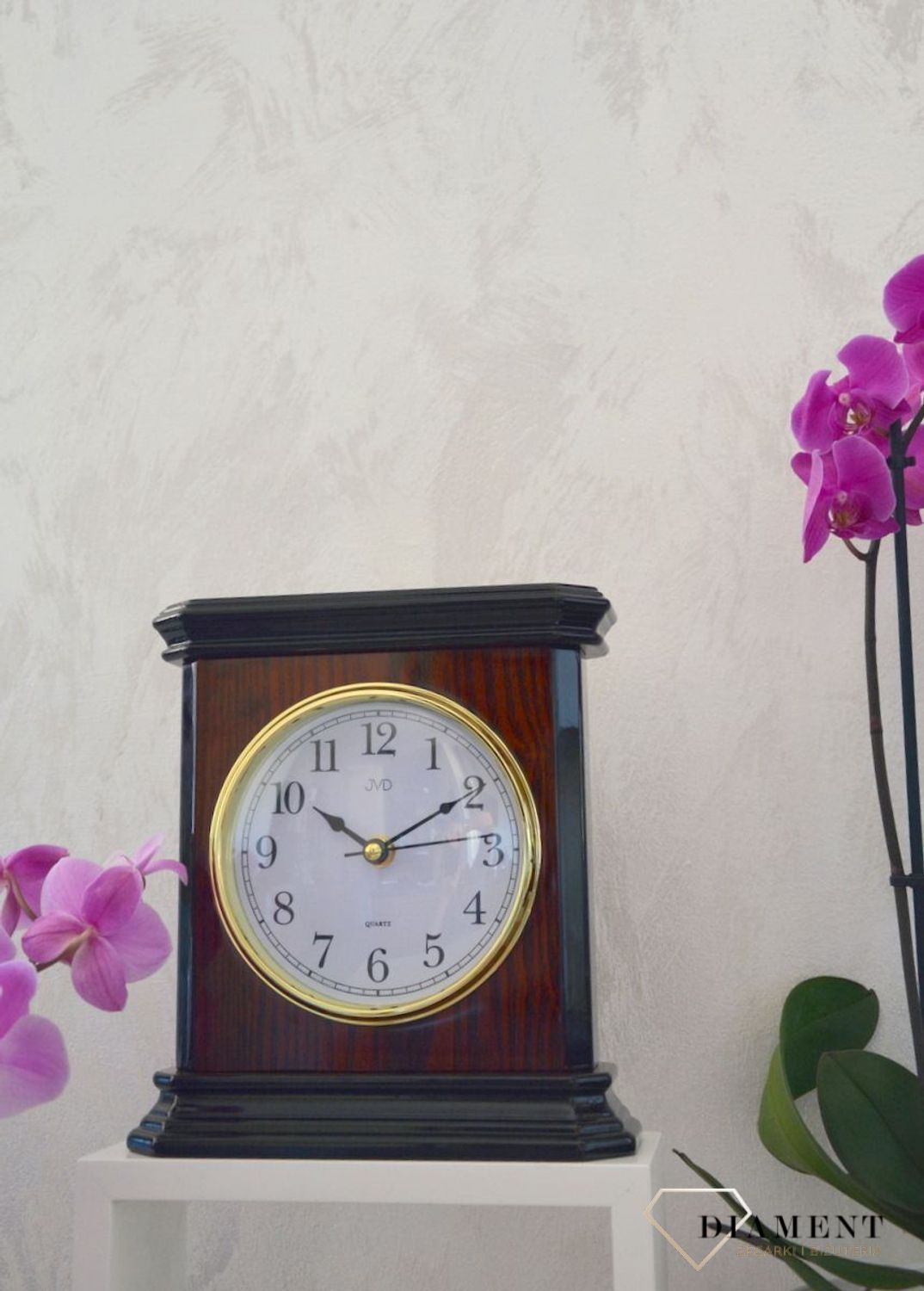 Zegar kominkowy drewniany JVD ciemny brąz wysoki połysk HS3208 ✅ Zegar kominkowy w kolorze ciemnego brązu na wysoki połysk ✅ (3).jpg