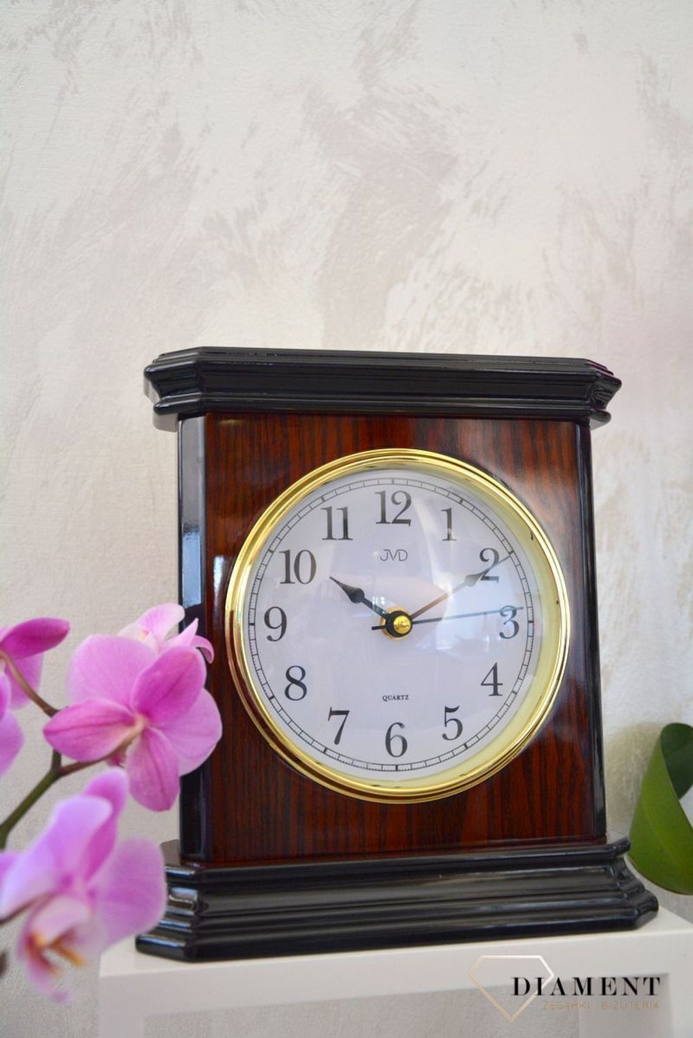 Zegar kominkowy drewniany JVD ciemny brąz wysoki połysk HS3208 ✅ Zegar kominkowy w kolorze ciemnego brązu na wysoki połysk ✅ (3).jpg