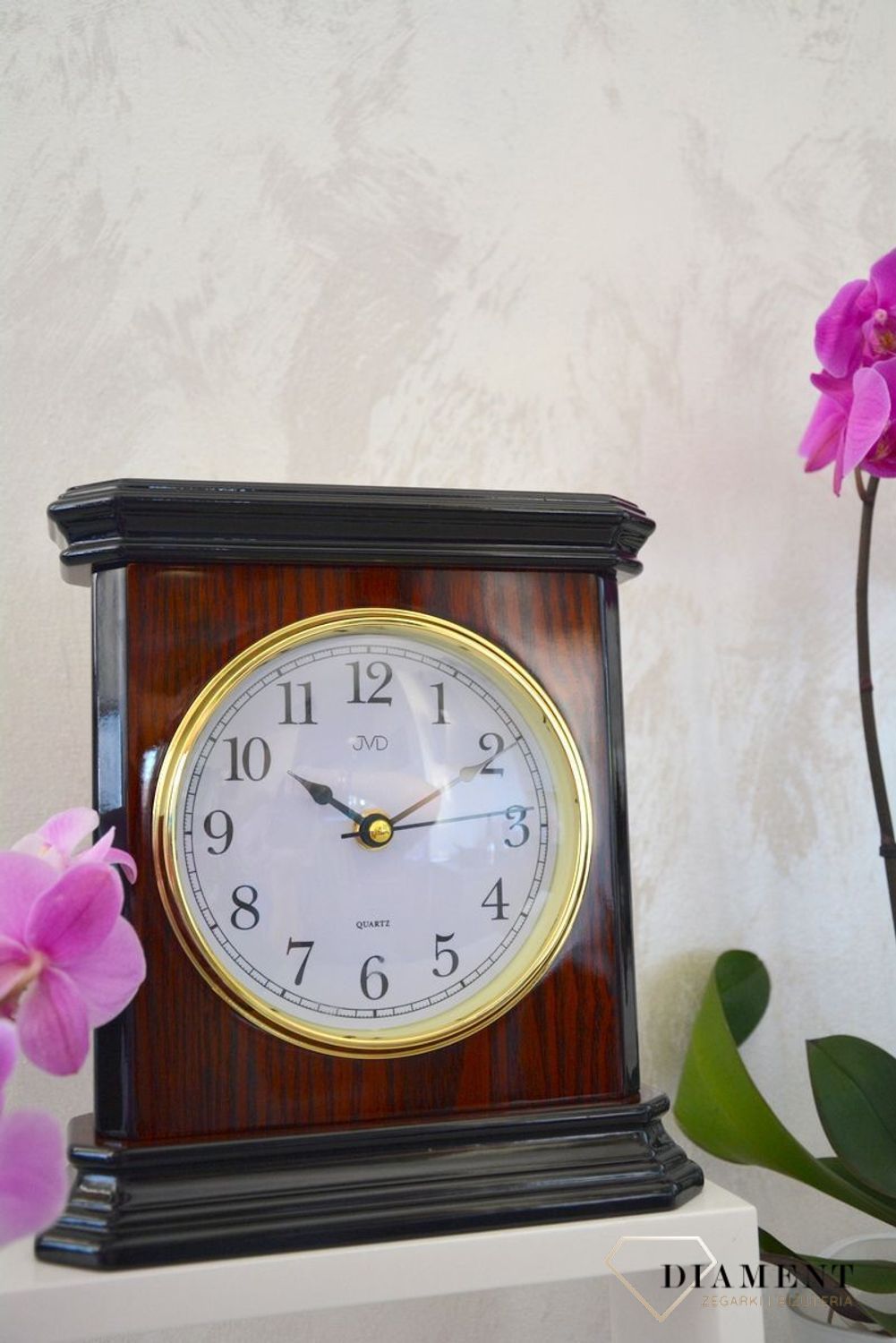 Zegar kominkowy drewniany JVD ciemny brąz wysoki połysk HS3208 ✅ Zegar kominkowy w kolorze ciemnego brązu na wysoki połysk ✅ (3).jpg