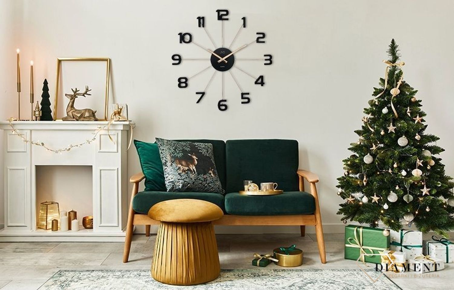 Zegar ścienny duży nowoczesny srebrny z czarnymi cyframi 49 cm JVD HT072.4 ✓Zegary ścienne DUŻY (6).JPG