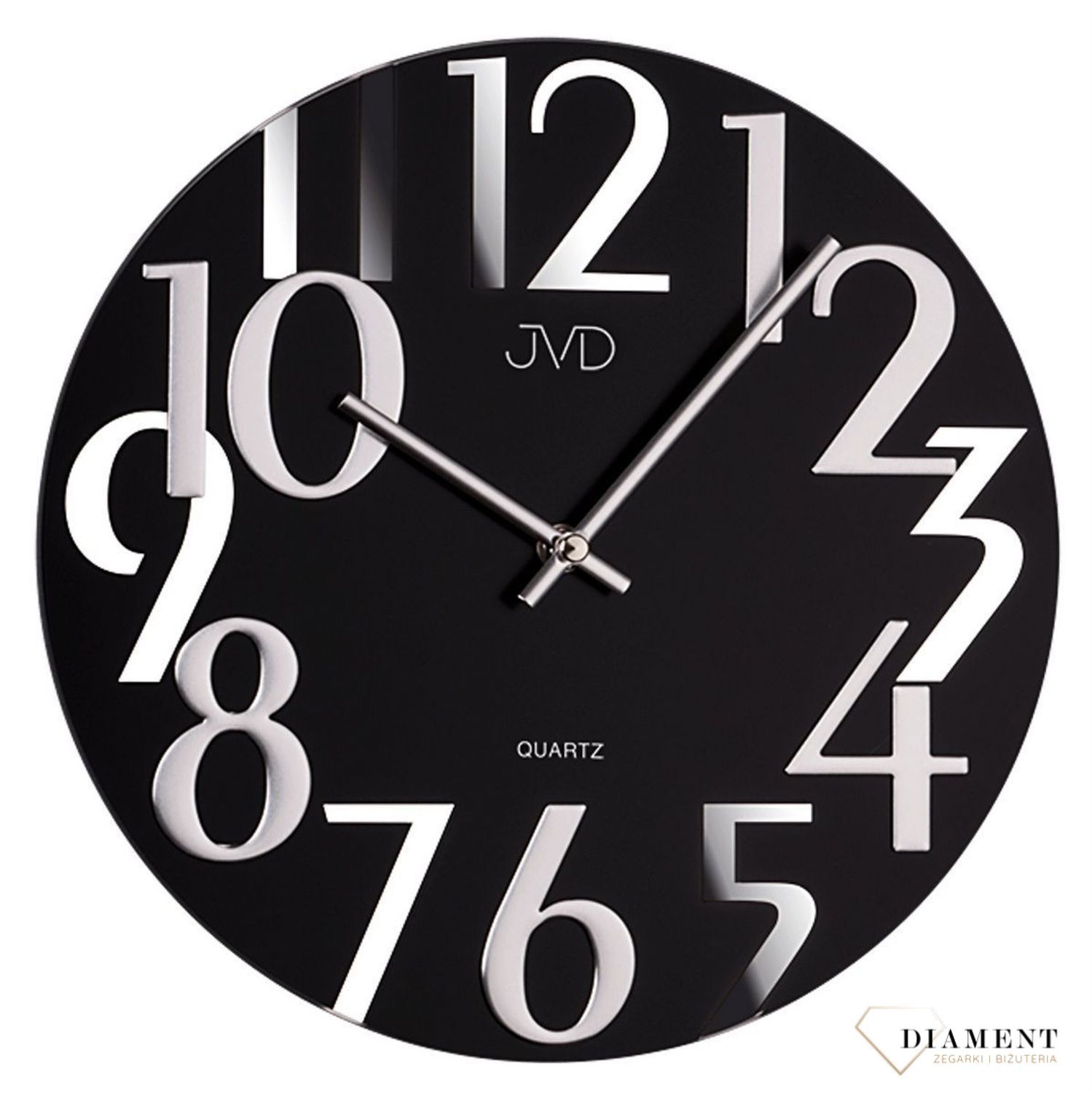 Nowoczesny zegar na ścianę do salonu ' Czarne szkło '  JVD HT101.2.jpg