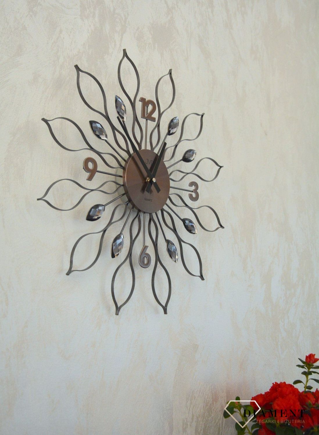 Zegar ścienny 49cm z kryształkami Cristal JVD HT105.2.jpg