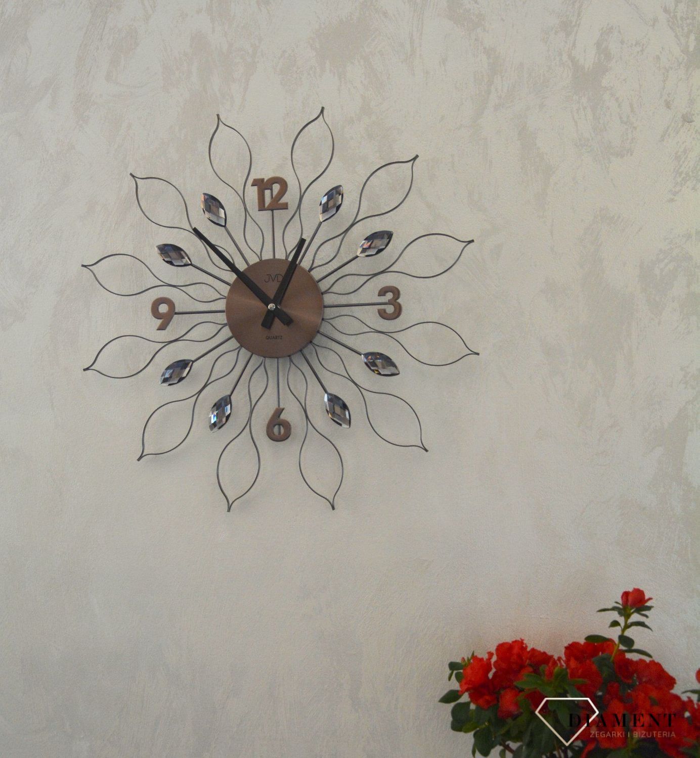 Zegar ścienny 49cm z kryształkami Cristal JVD HT105.2.jpg
