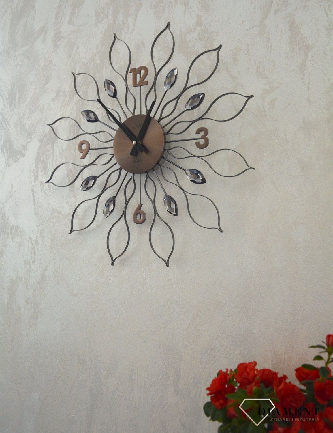 Zegar ścienny 49cm z kryształkami Cristal JVD HT105.2.jpg