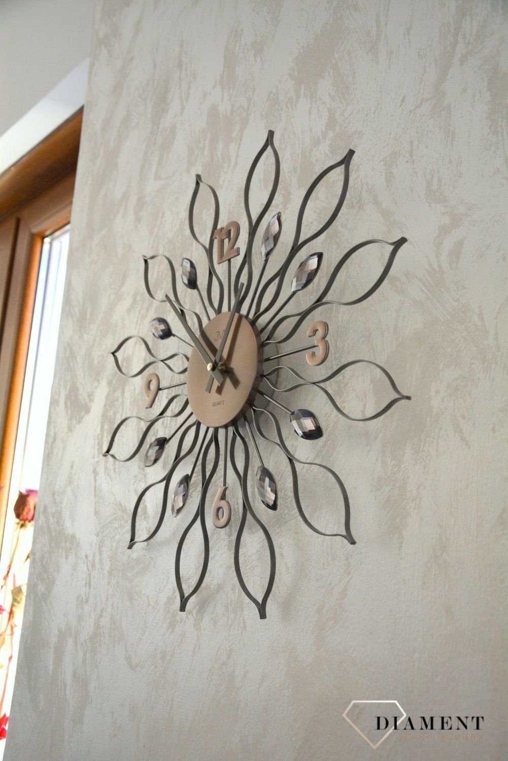 Zegar ścienny 49cm z kryształkami Cristal JVD HT105.2.jpg