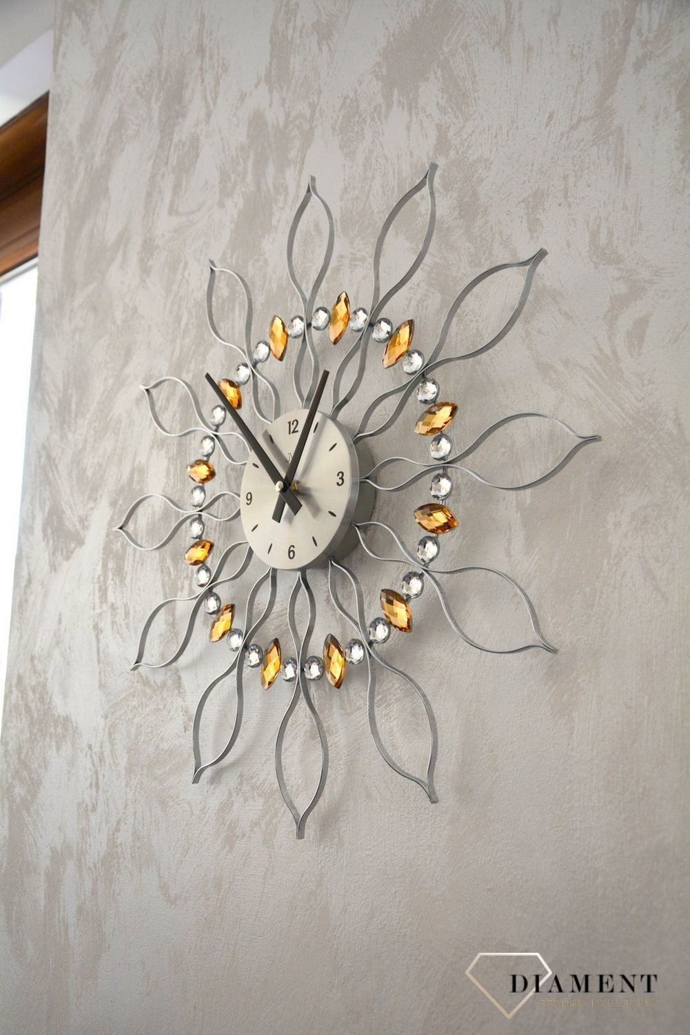 Zegar ścienny JVD nowoczesny kryształy Swarovskiego 49 cm HT106gt.jpg