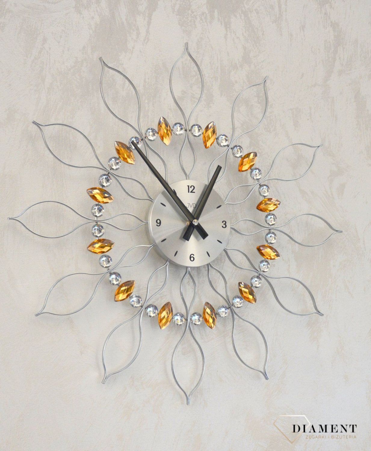 Zegar ścienny JVD nowoczesny kryształy Swarovskiego 49 cm HT106gt.jpg