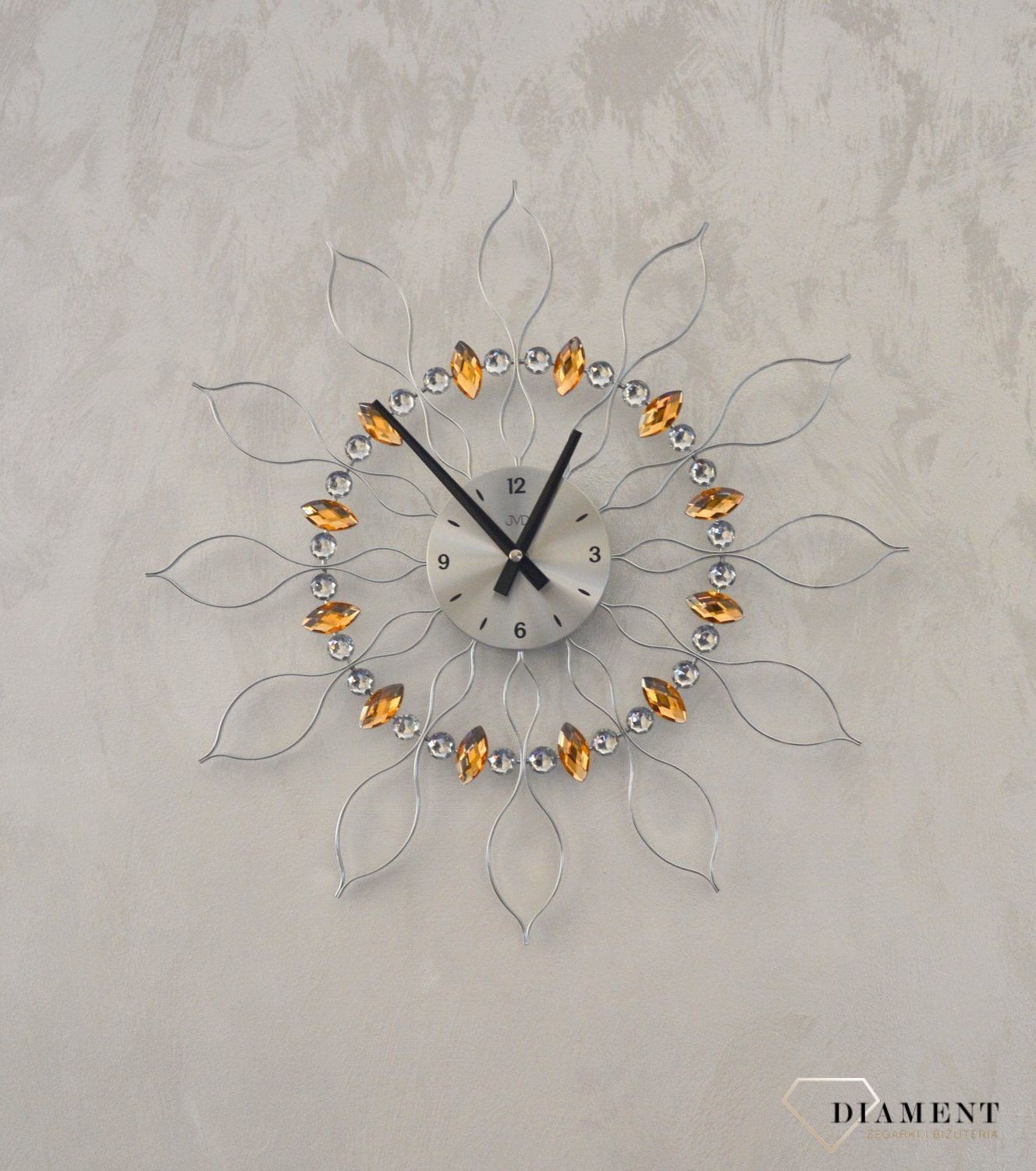 Zegar ścienny JVD nowoczesny kryształy Swarovskiego 49 cm HT106gt.jpg