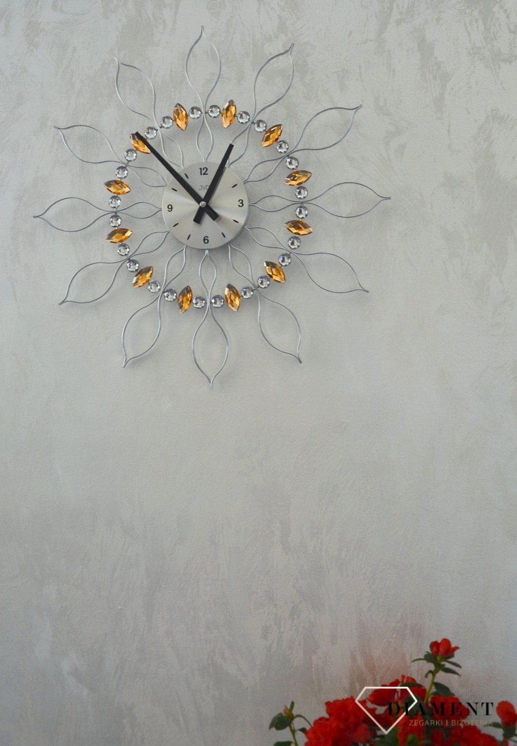 Zegar ścienny JVD nowoczesny kryształy Swarovskiego 49 cm HT106gt.jpg