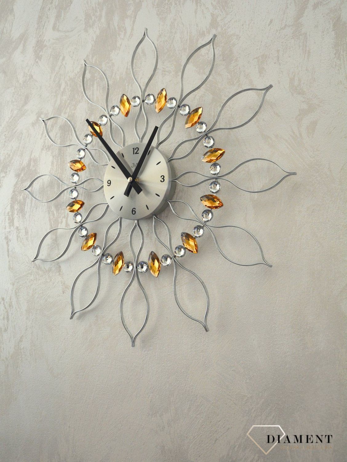 Zegar ścienny JVD nowoczesny kryształy Swarovskiego 49 cm HT106gt.jpg