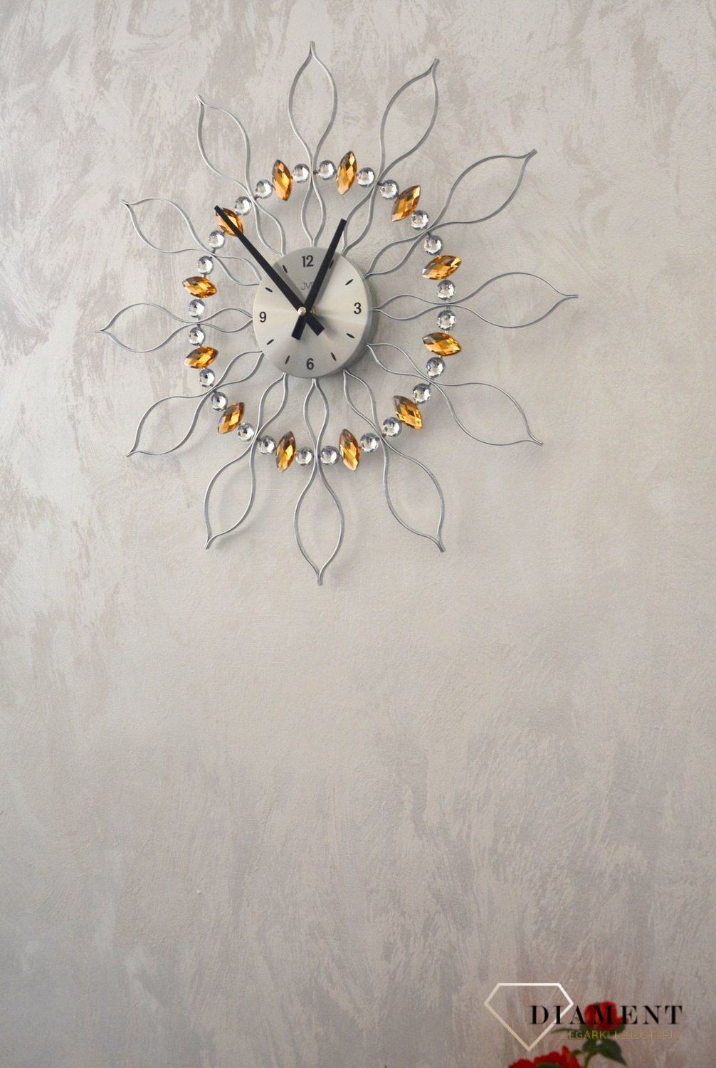 Zegar ścienny JVD nowoczesny kryształy Swarovskiego 49 cm HT106gt.jpg
