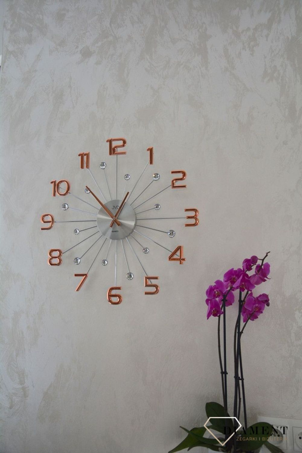 Zegar ścienny nowoczesny z cyframi 'Różowe złoto' 49 cm JVD HT109.4✓Zegary ścienne DUŻY ✓ZEGAR ŚCIENNY 3D✓ Nowoczesny zegar ✓Zegar na ścianę  (10).JPG