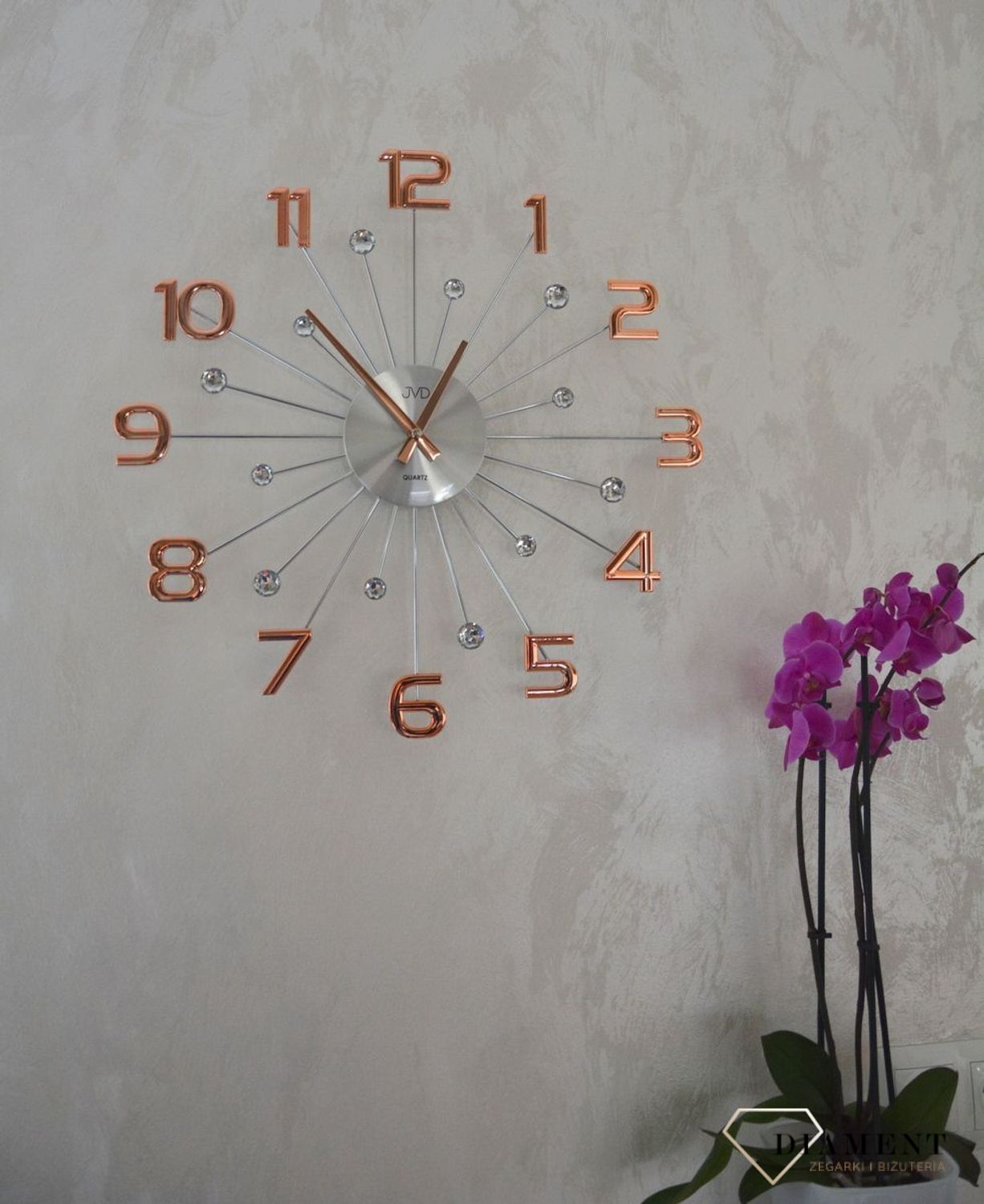 Zegar ścienny nowoczesny z cyframi 'Różowe złoto' 49 cm JVD HT109.4✓Zegary ścienne DUŻY ✓ZEGAR ŚCIENNY 3D✓ Nowoczesny zegar ✓Zegar na ścianę  (10).JPG