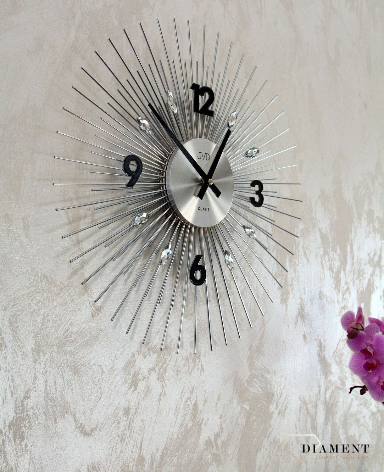 Zegar ścienny 45 cm z kryształkami Cristal HT114.1.jpg