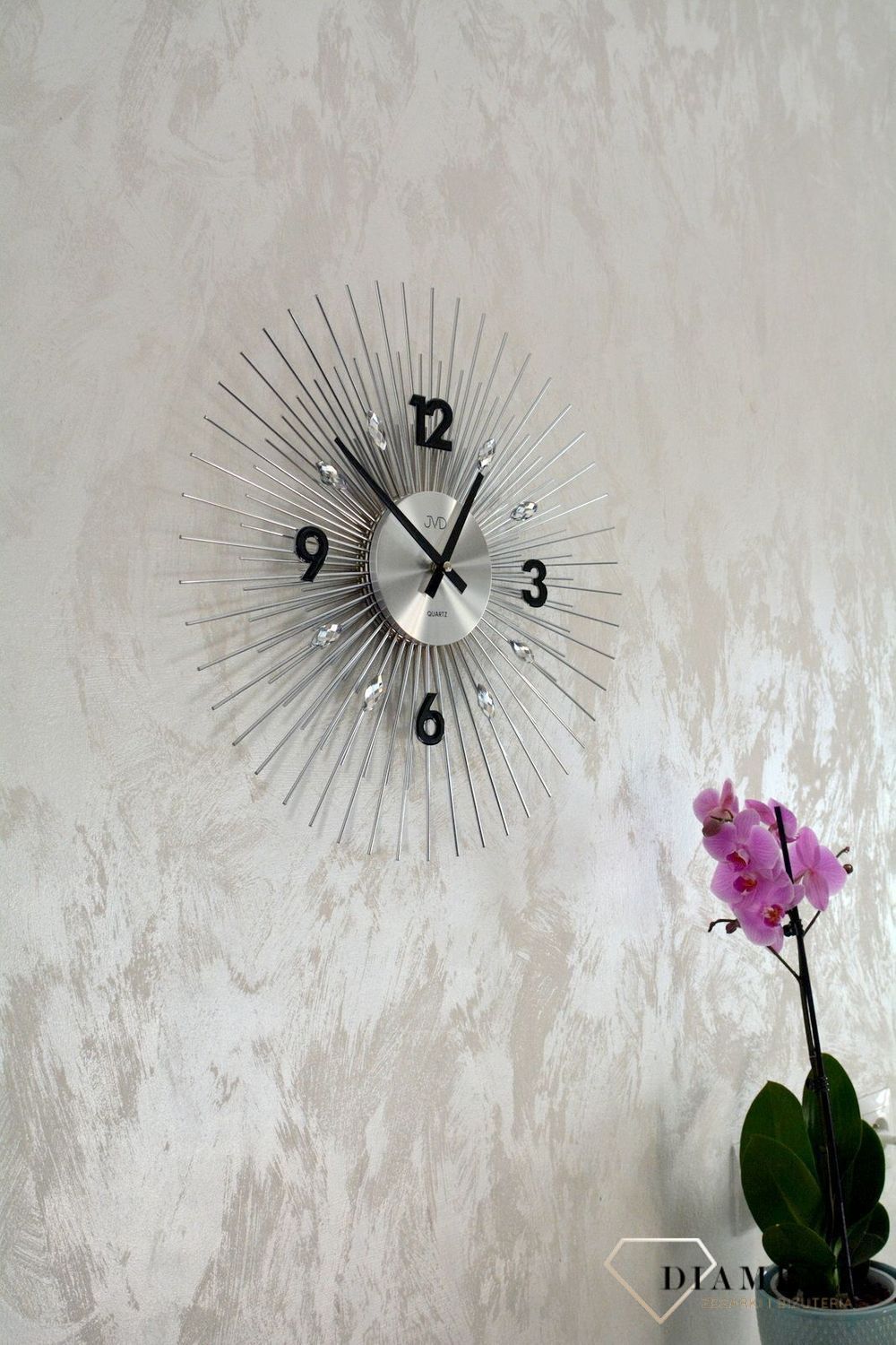 Zegar ścienny 45 cm z kryształkami Cristal HT114.1.jpg
