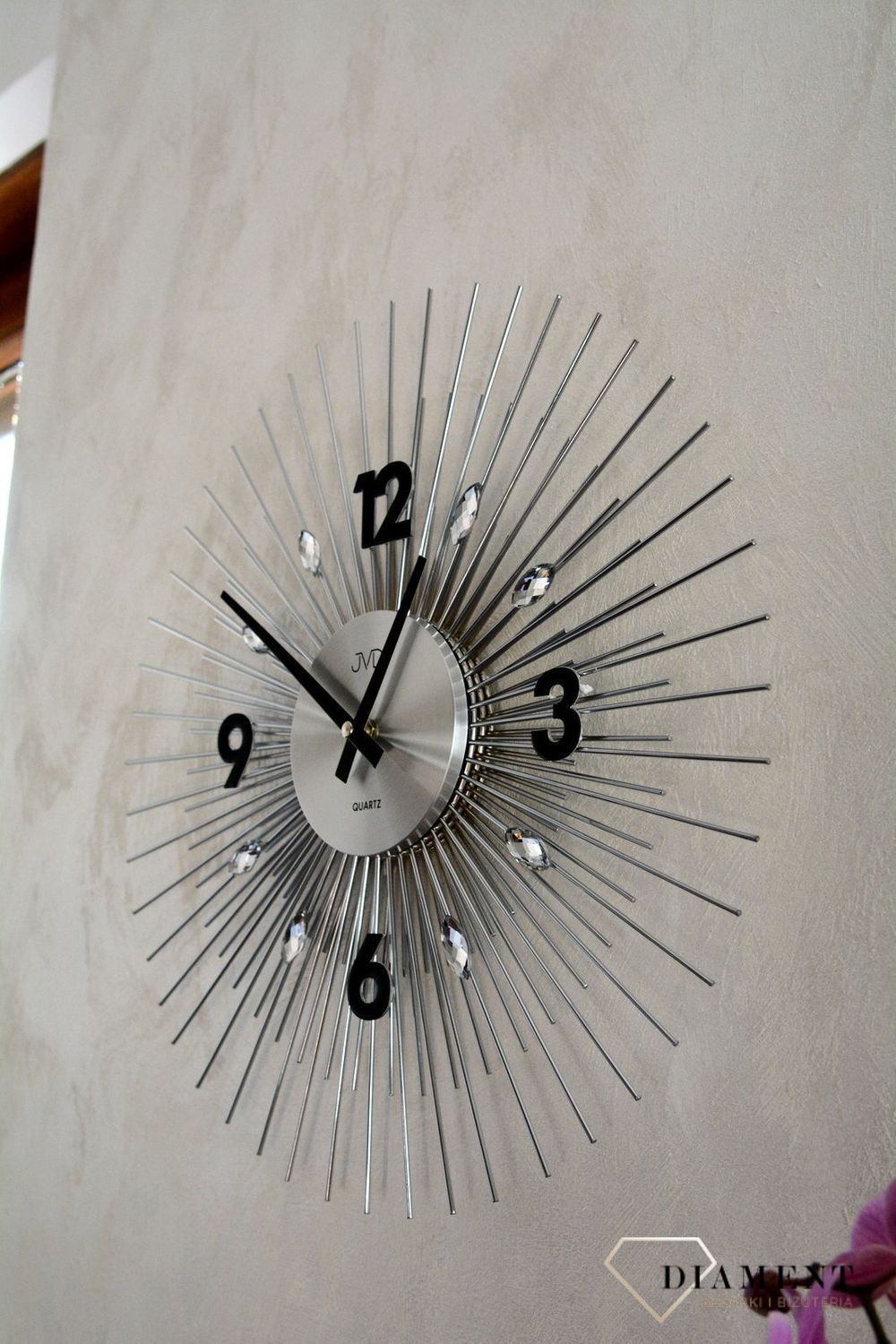 Zegar ścienny 45 cm z kryształkami Cristal HT114.1.jpg