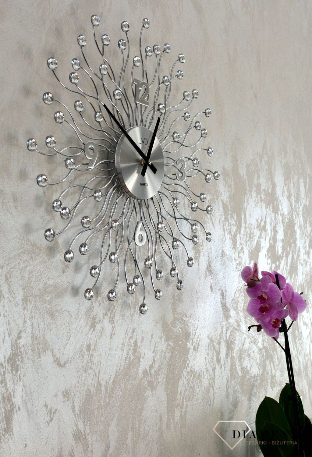 Zegar ścienny 49 cm z kryształkami Cristal HT116.1.jpg