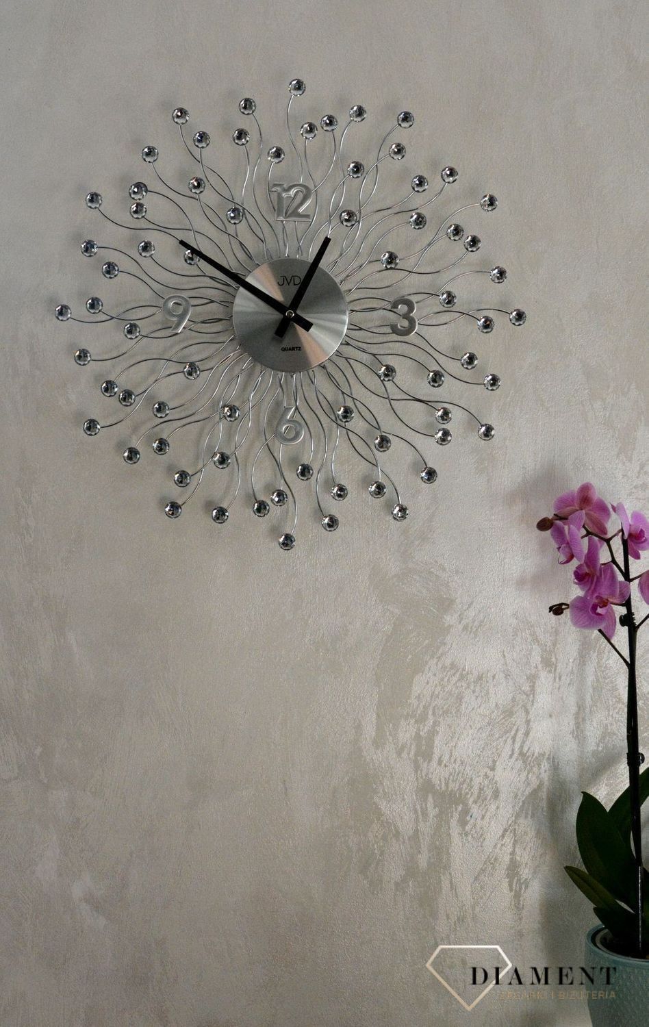 Zegar ścienny 49 cm z kryształkami Cristal HT116.1.jpg