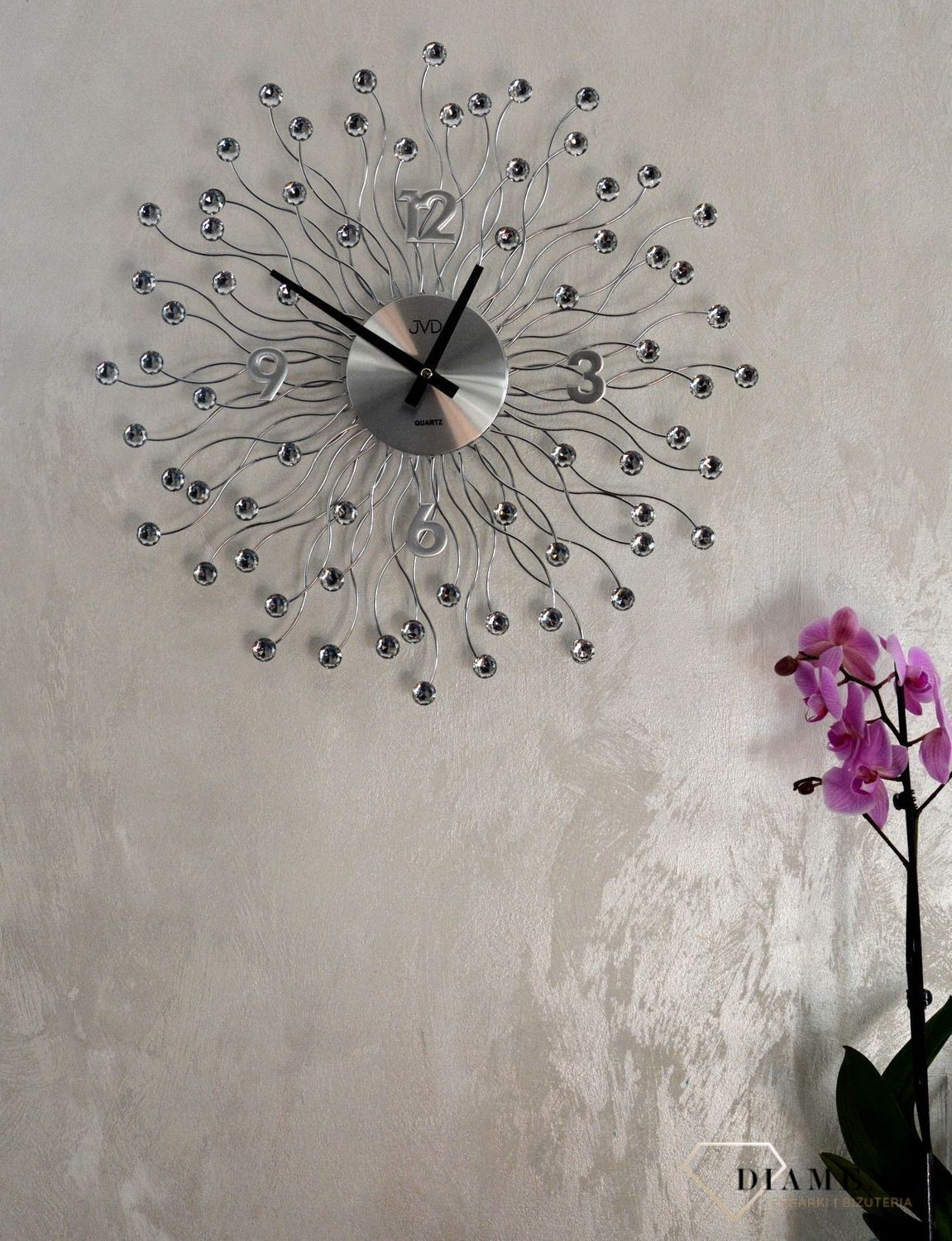 Zegar ścienny 49 cm z kryształkami Cristal HT116.1.jpg