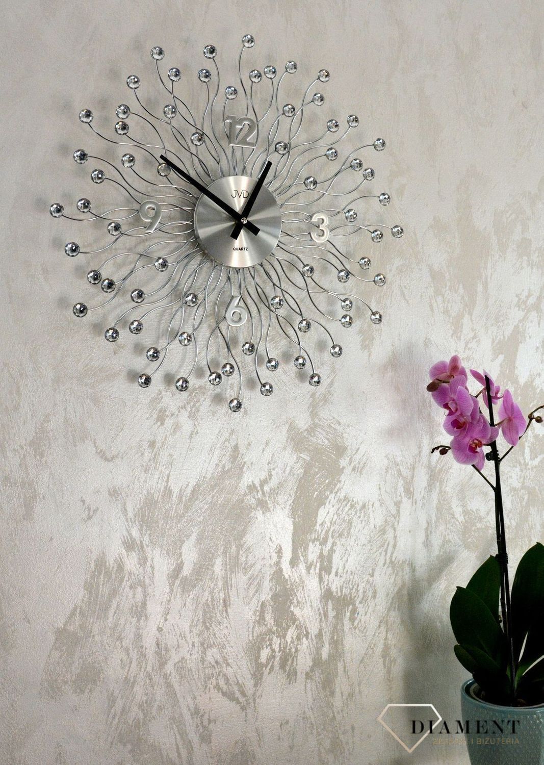 Zegar ścienny 49 cm z kryształkami Cristal HT116.1.jpg