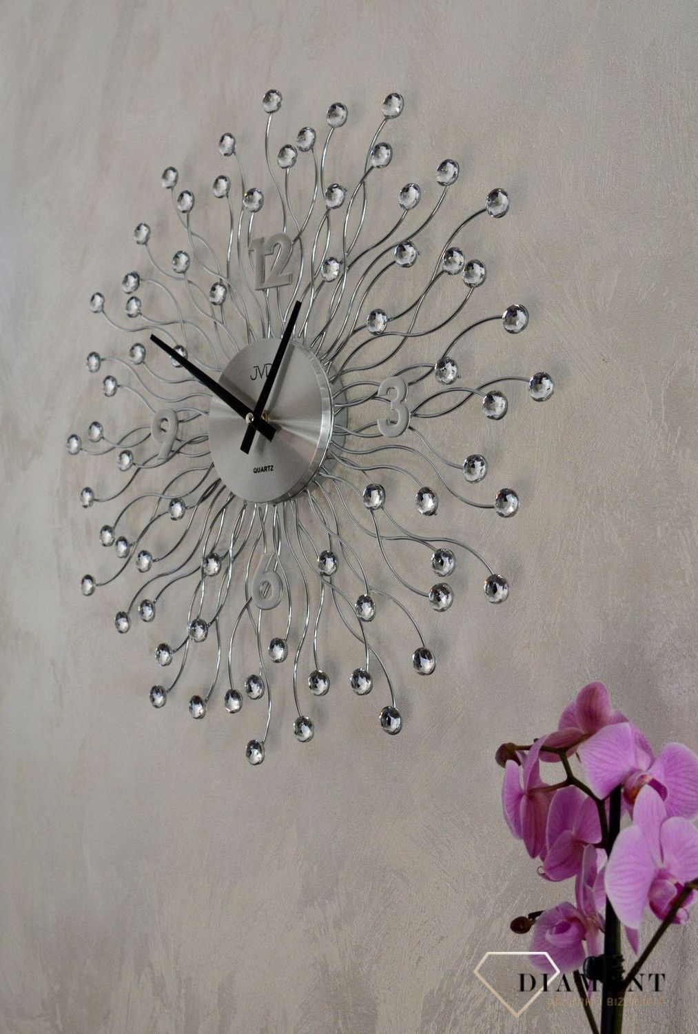 Zegar ścienny 49 cm z kryształkami Cristal HT116.1.jpg